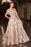 Ladivine CD862 Off the Shoulder Beaded Bodice Ball Gown