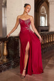 Ladivine CD689 Fitted Asymmetrical Strapless Stretch Satin Gown