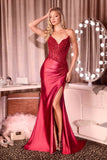 Ladivine CD714 Fitted Red Carpet Gown Sculpted Neckline