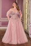 Ladivine CD721C Strapless A-Line Sweetheart Corset Bodice Plus Size Dress