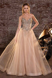 Ladivine CD721 Strapless A-Line Sweetheart Corset Bodice Formal Dress