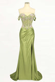 Ladivine CD745 Off The Shoulder Floral Beaded & Satin Gown