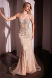 Ladivine CD766 Dress Fitted Pearl & Crystal Prom Gown