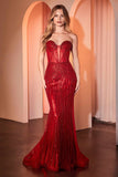 Ladivine CD767 Dress Strapless Crystal Fitted Gown