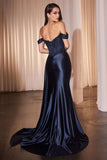 Ladivine CD803 Off The Shoulder Lace & Satin Fitted Gown