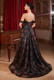 Ladivine CD806 Black Off The Shoulder Ball Gown With Floral Underlay