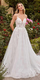 Ladivine CD857W Floor Length Layered Lace Wedding A-Line Ballgown