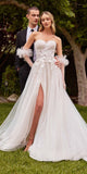 Ladivine CD859W Long Strapless Sweetheart A-Line Tulle Gown with Gloves