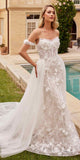 Ladivine CD861W Long Fit and Flare Bridal Gown Removable Overskirt