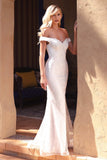 Cinderella Divine CD929 Fitted Off The Shoulder Bridal Gown Floral Lace Applique