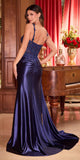Ladivine CDS496 Long Fitted Stretch Satin Gown With Sash