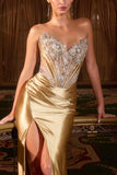 Ladivine CDS546 Strapless Fitted Stretch Satin Corset Bodice Evening Gown