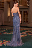 Ladivine CDS547 Fitted Halter Evening Gown Plunging Bodice