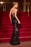 Ladivine CDS551 Plunging Neckline Fitted Red Carpet Sequin Dress