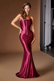 Ladivine CH2602 Strapless Corset Bodice Two Piece Fitted Luxe Satin Gown