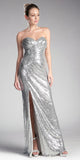 Sequins Strapless Long Prom Dress Sweetheart Neckline Silver