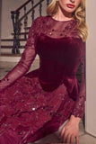 Ladivine CM394 Long Sleeve Velvet & Lace Ball Gown
