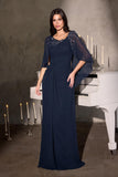 Ladivine CR884 Cape Sleeve Soft Flowing Chiffon MOB Dress