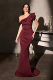 Ladivine CR886 Timeless One Shoulder Cascading Ruffles Stretch Gown