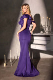 Ladivine CR886 Timeless One Shoulder Cascading Ruffles Stretch Gown