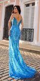 Nox Anabel D1465 Long Fitted Scoop Neck Sequin Gown