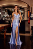 Nox Anabel D1760 Plunging V-Neckline Sequined Applique Prom Gown