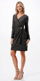 Aspeed USA D539 Long Sleeve Glitter V-Neckline Short Cocktail Dress