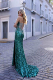 Nox Anabel E1280 Long One Shoulder Illusion Back Sequin Gown