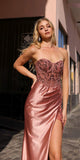 Nox Anabel E1284 Long Strapless Satin Sequin Boned Bodice Formal Gown