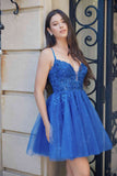 Nox Anabel E902 Short A-Line Applique Sleeveless Homecoming Dress