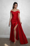 Eureka Fashion EK107 Long Off Shoulder Cowl Neckline Bridesmaid Gown