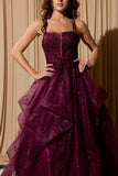 Eureka EK157 Long A-Line Glitter Tulle Ball Gown Ruffle Skirt