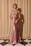 Eureka EK159 Luxurious Satin Sheer Corset Bodice Fitted Evening Gown