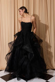 Eureka EK167 Lace Embroidery Cascading Ruffle Tier A-Line Skirt Gown