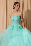 Eureka EK167 Lace Embroidery Cascading Ruffle Tier A-Line Skirt Gown