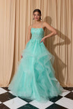 Eureka EK167 Lace Embroidery Cascading Ruffle Tier A-Line Skirt Gown
