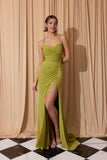 Eureka EK187B Long Matte Jersey Stretchy Gown Lace Up Back Side Slit