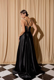 Eureka EK190 A-Line Bridal Satin Gown V-Neckline With Pockets