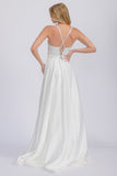 Eureka EK190 A-Line Bridal Satin Gown V-Neckline With Pockets
