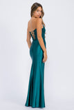 Eureka EK193 Long Strapless Fitted Gown Lace Corset Top Satin Slit