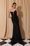 Eureka EK195 Strapless Shimmer Glitter Fitted Evening Gown
