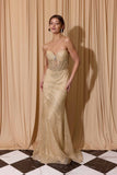 Eureka EK195 Strapless Shimmer Glitter Fitted Evening Gown