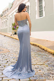 Nox Anabel F1466 Long Strapless Beaded and Sequin Bodice Satin Gown