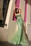 Nox Anabel G1258 Strapless Lace Applique Corset Bodice Mermaid Gown