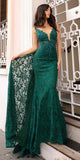 Nox Anabel G1353 Long Boho Inspired Embroidered V-Neck Mermaid Gown