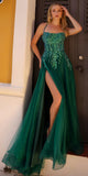 Nox Anabel G1405 Long A-Line Glitter Tulle Square Neck Open Back Ball Gown