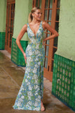 Nox Anabel G1651 Deep V-Neck Fully Beaded Fringed Waistline Dress
