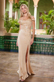 Nox Anabel H1668 Pleated Bust Off-Shoulder Sheer Waistline Dress