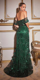 Ladivine J832 Dress | Cinderella Divine J832 - Emerald Green