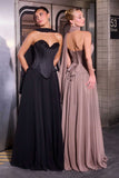 Ladivine J891 Fitted Corset Bodice Flowy Chiffon Skirt Formal Gown